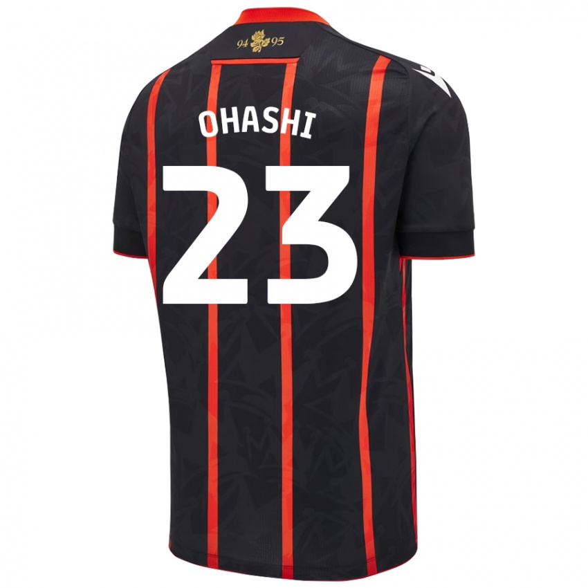 Mænd Yuki Ohashi #23 Sort Rød Udebane Spillertrøjer 2024/25 Trøje T-Shirt