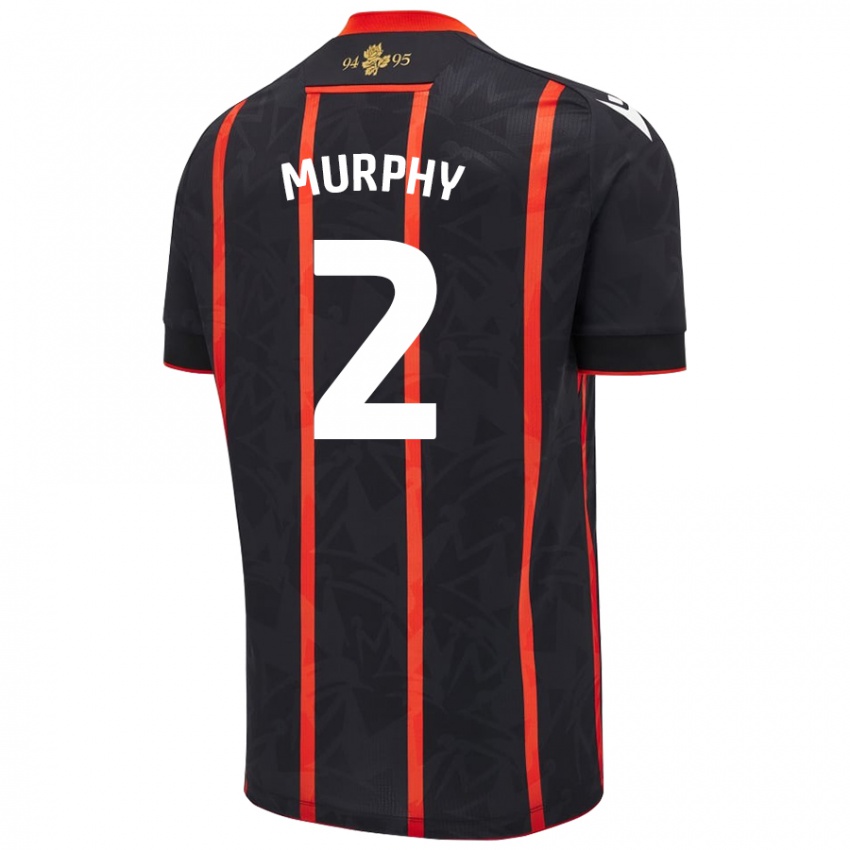 Mænd Niamh Murphy #2 Sort Rød Udebane Spillertrøjer 2024/25 Trøje T-Shirt