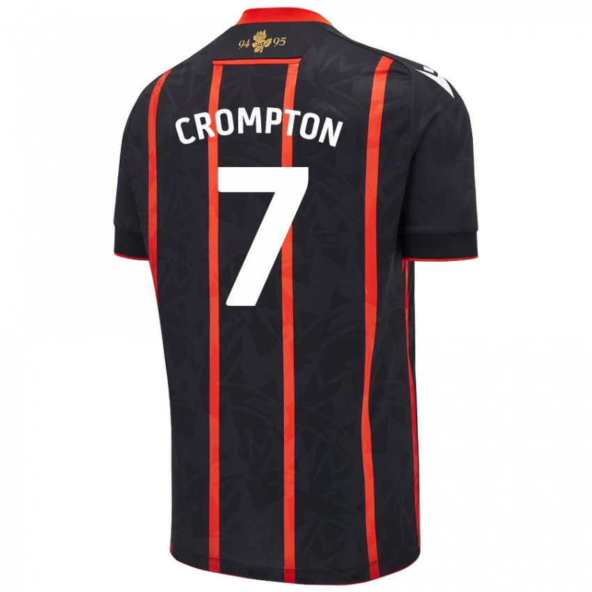 Mænd Farah Crompton #7 Sort Rød Udebane Spillertrøjer 2024/25 Trøje T-Shirt