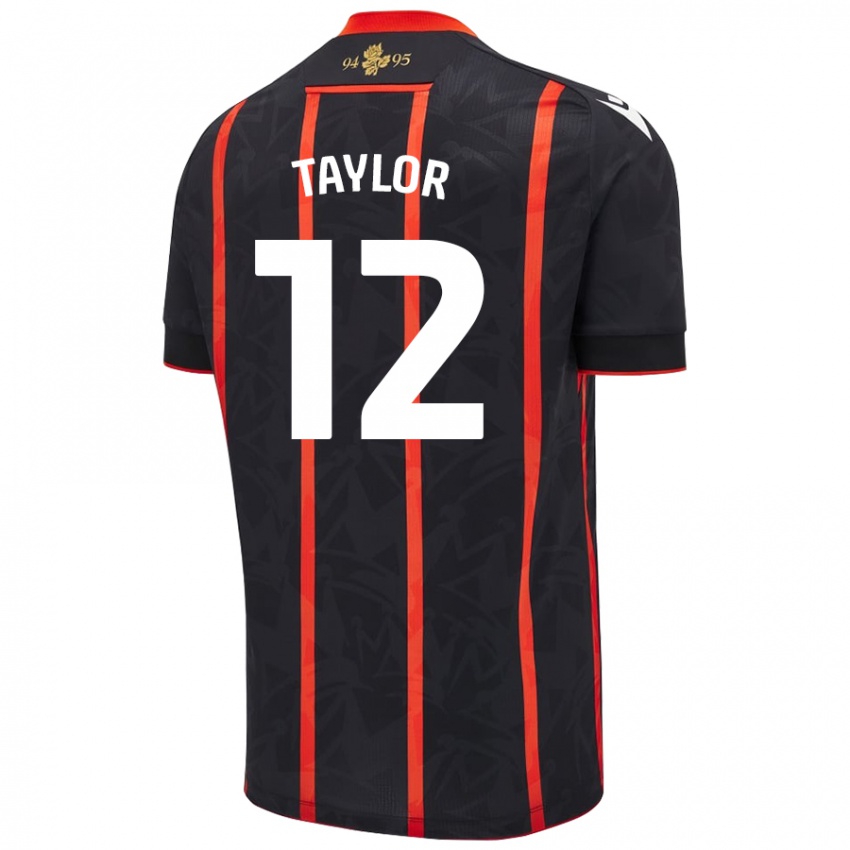 Mænd Emma Taylor #12 Sort Rød Udebane Spillertrøjer 2024/25 Trøje T-Shirt