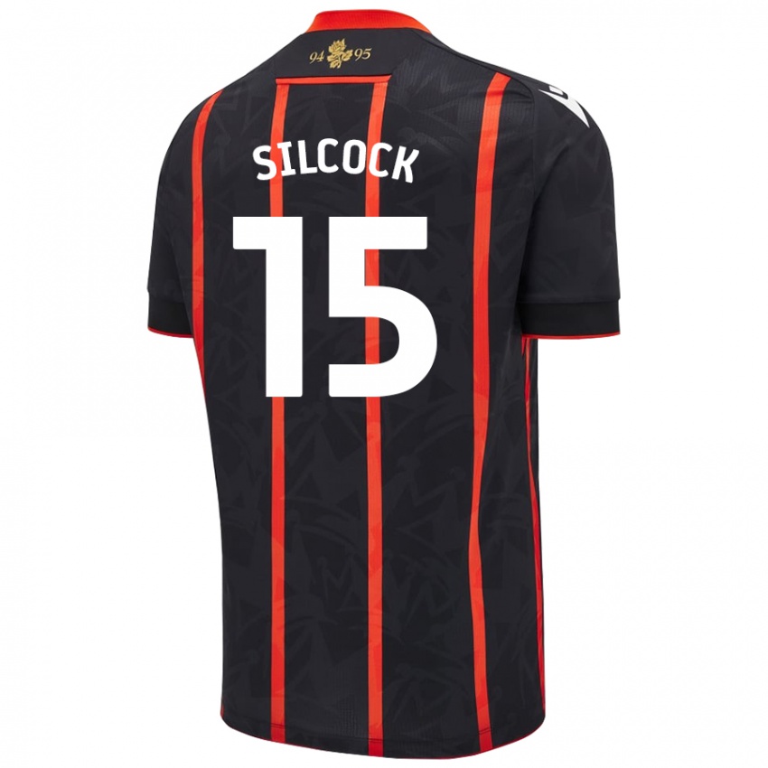 Mænd Hannah Silcock #15 Sort Rød Udebane Spillertrøjer 2024/25 Trøje T-Shirt