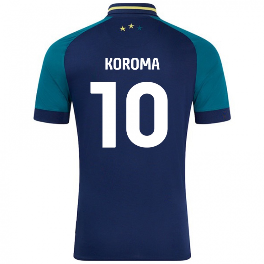 Mænd Josh Koroma #10 Marineblå Mørkegrøn Udebane Spillertrøjer 2024/25 Trøje T-Shirt