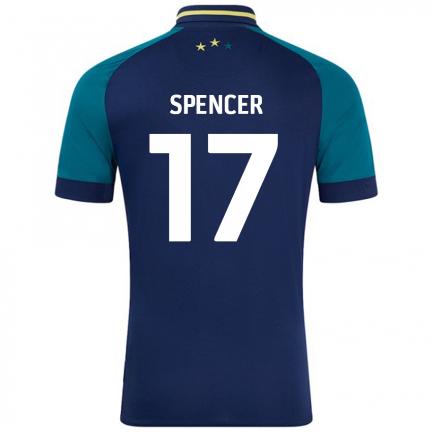 Mænd Brodie Spencer #17 Marineblå Mørkegrøn Udebane Spillertrøjer 2024/25 Trøje T-Shirt