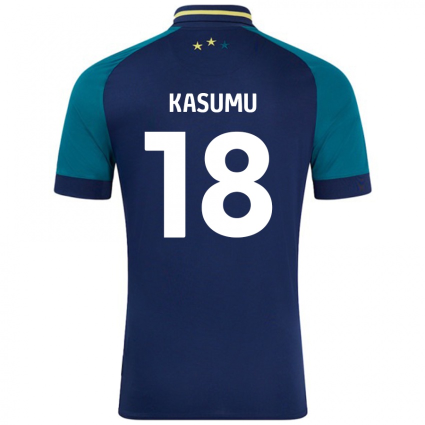 Mænd David Kasumu #18 Marineblå Mørkegrøn Udebane Spillertrøjer 2024/25 Trøje T-Shirt