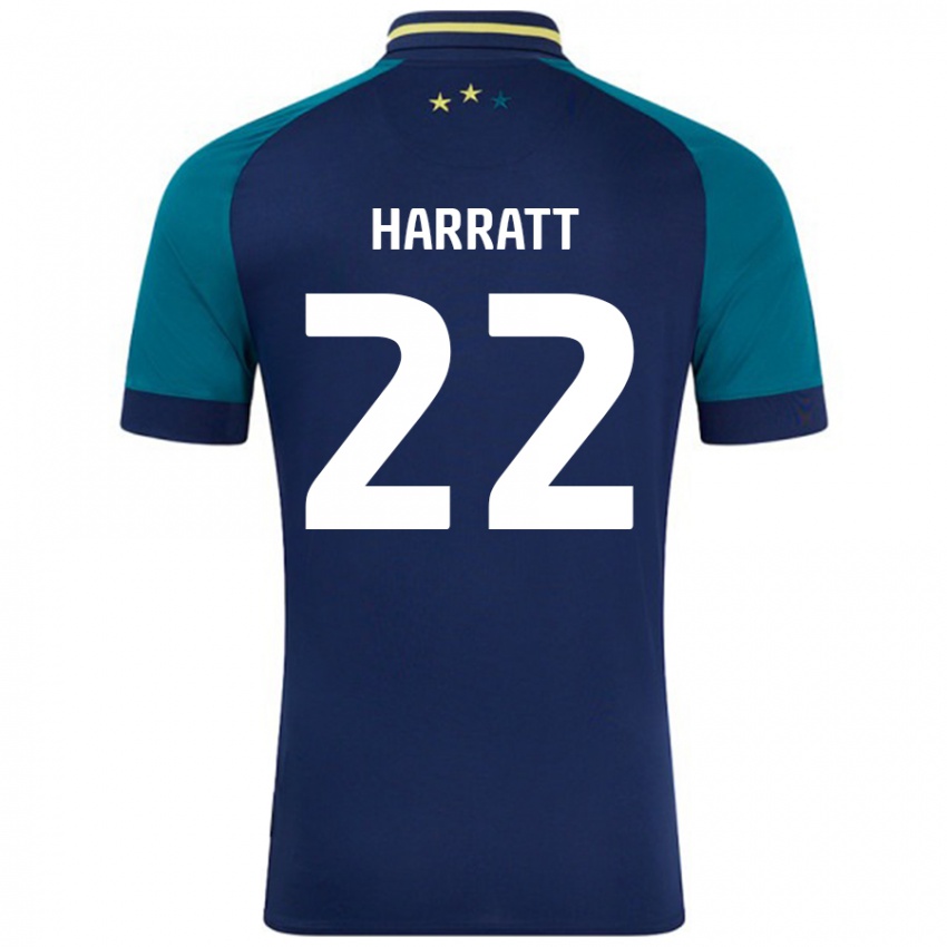 Mænd Kian Harratt #22 Marineblå Mørkegrøn Udebane Spillertrøjer 2024/25 Trøje T-Shirt