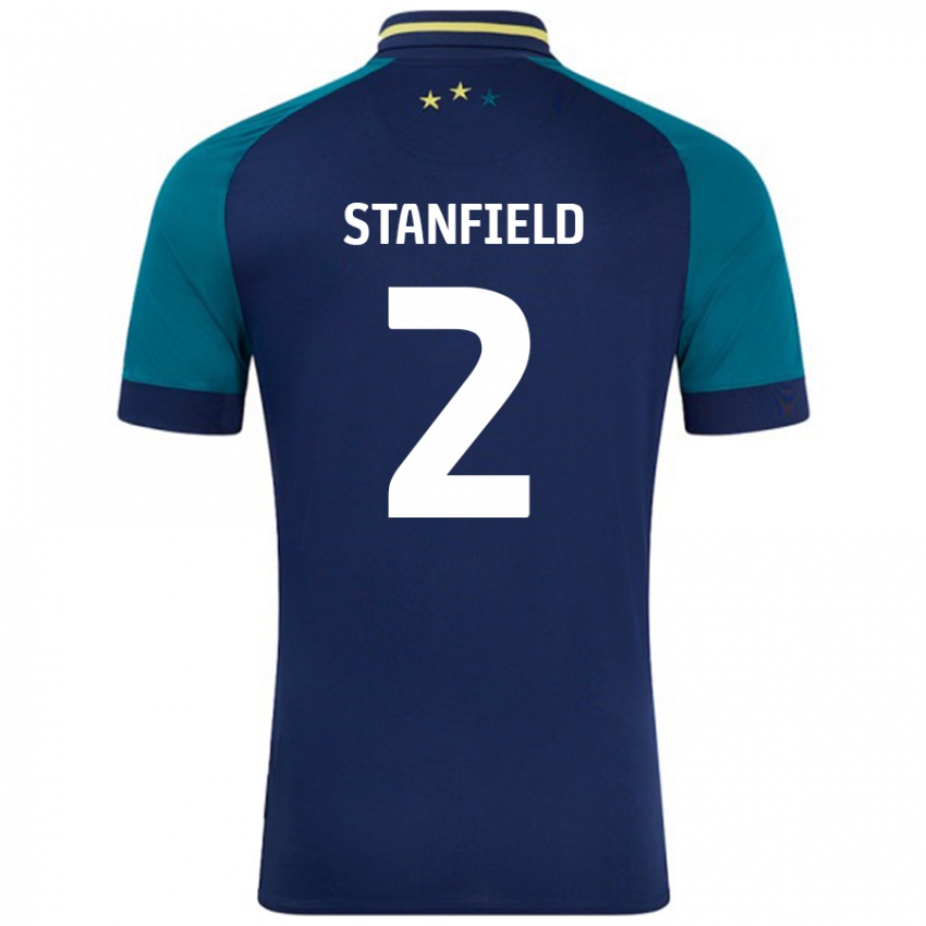 Mænd Beth Stanfield #2 Marineblå Mørkegrøn Udebane Spillertrøjer 2024/25 Trøje T-Shirt