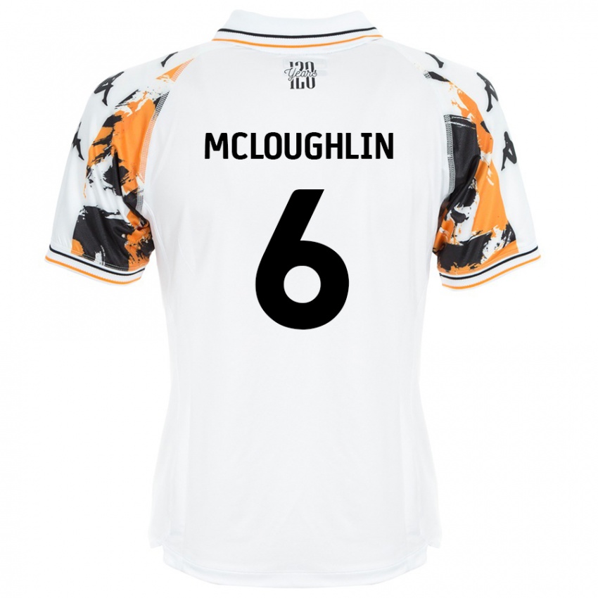 Mænd Sean Mcloughlin #6 Hvid Udebane Spillertrøjer 2024/25 Trøje T-Shirt