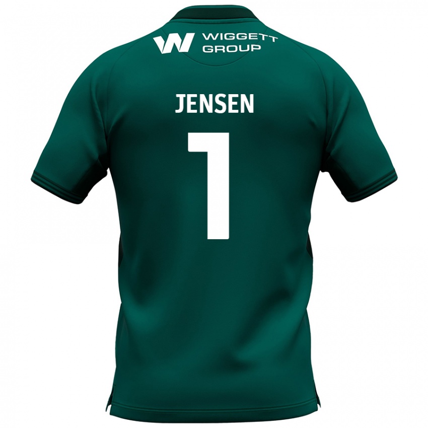 Mænd Lukas Jensen #1 Grøn Udebane Spillertrøjer 2024/25 Trøje T-Shirt