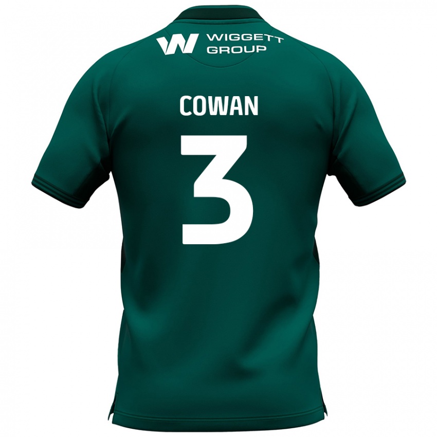 Mænd Leanne Cowan #3 Grøn Udebane Spillertrøjer 2024/25 Trøje T-Shirt