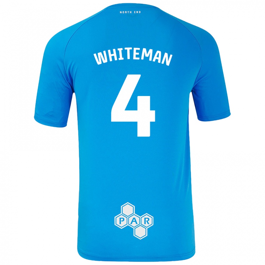 Mænd Ben Whiteman #4 Himmelblå Udebane Spillertrøjer 2024/25 Trøje T-Shirt