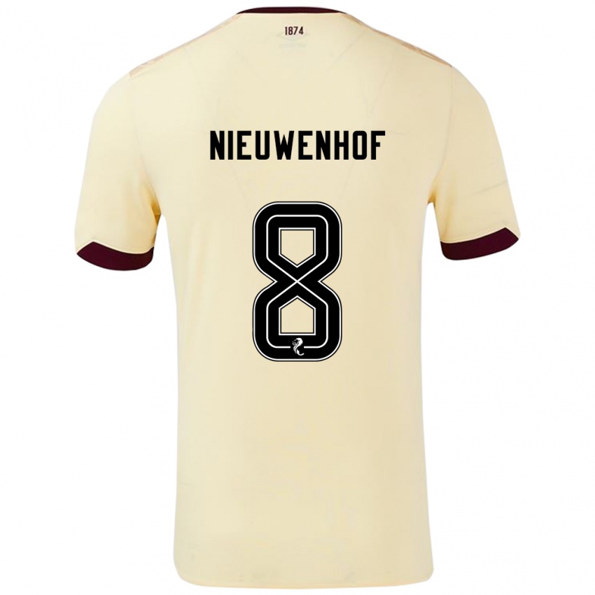 Mænd Calem Nieuwenhof #8 Creme Bourgogne Udebane Spillertrøjer 2024/25 Trøje T-Shirt