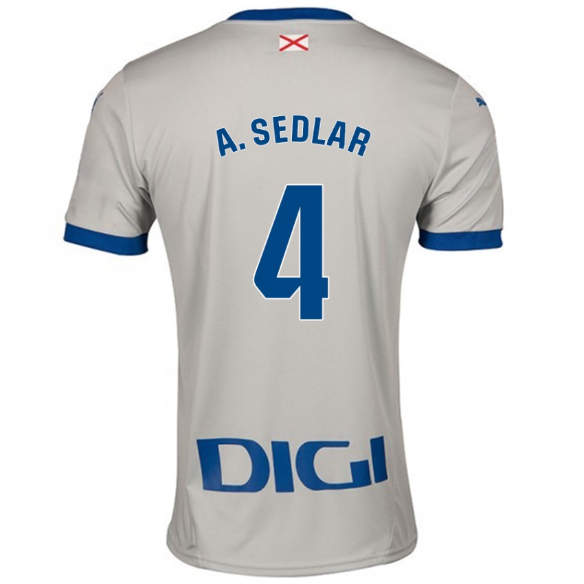 Mænd Aleksandar Sedlar #4 Lysegrå Udebane Spillertrøjer 2024/25 Trøje T-Shirt