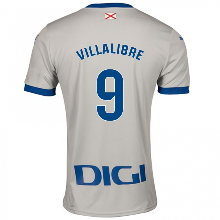 Mænd Asier Villalibre #9 Lysegrå Udebane Spillertrøjer 2024/25 Trøje T-Shirt