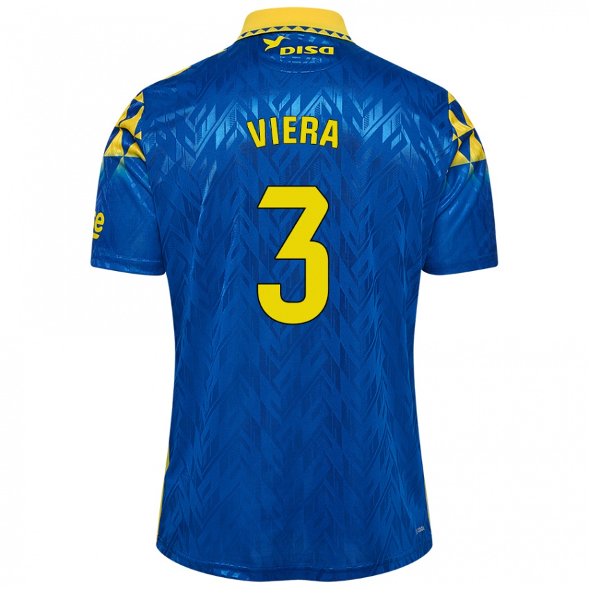 Mænd Óliver Viera #3 Blå Gul Udebane Spillertrøjer 2024/25 Trøje T-Shirt