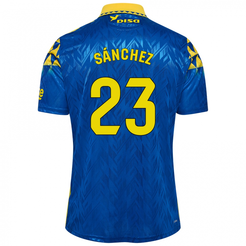 Mænd Omar Sánchez #23 Blå Gul Udebane Spillertrøjer 2024/25 Trøje T-Shirt