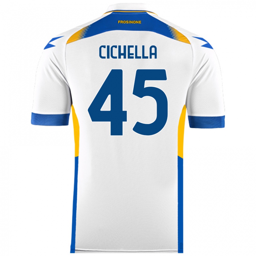 Mænd Matteo Cichella #45 Hvid Udebane Spillertrøjer 2024/25 Trøje T-Shirt