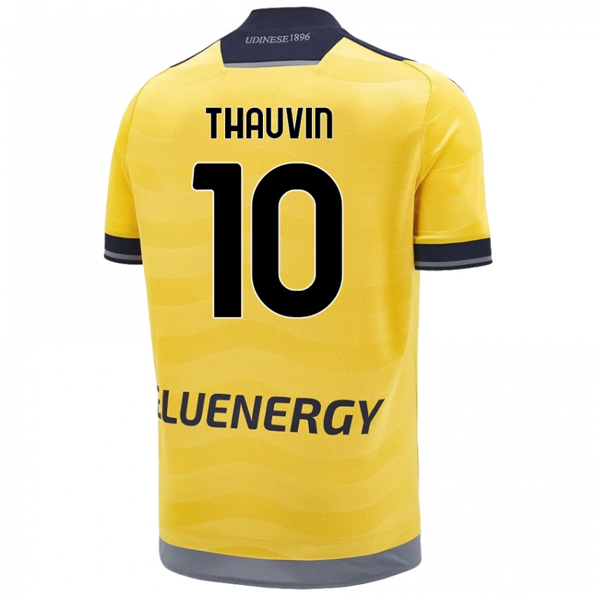 Mænd Florian Thauvin #10 Gylden Udebane Spillertrøjer 2024/25 Trøje T-Shirt