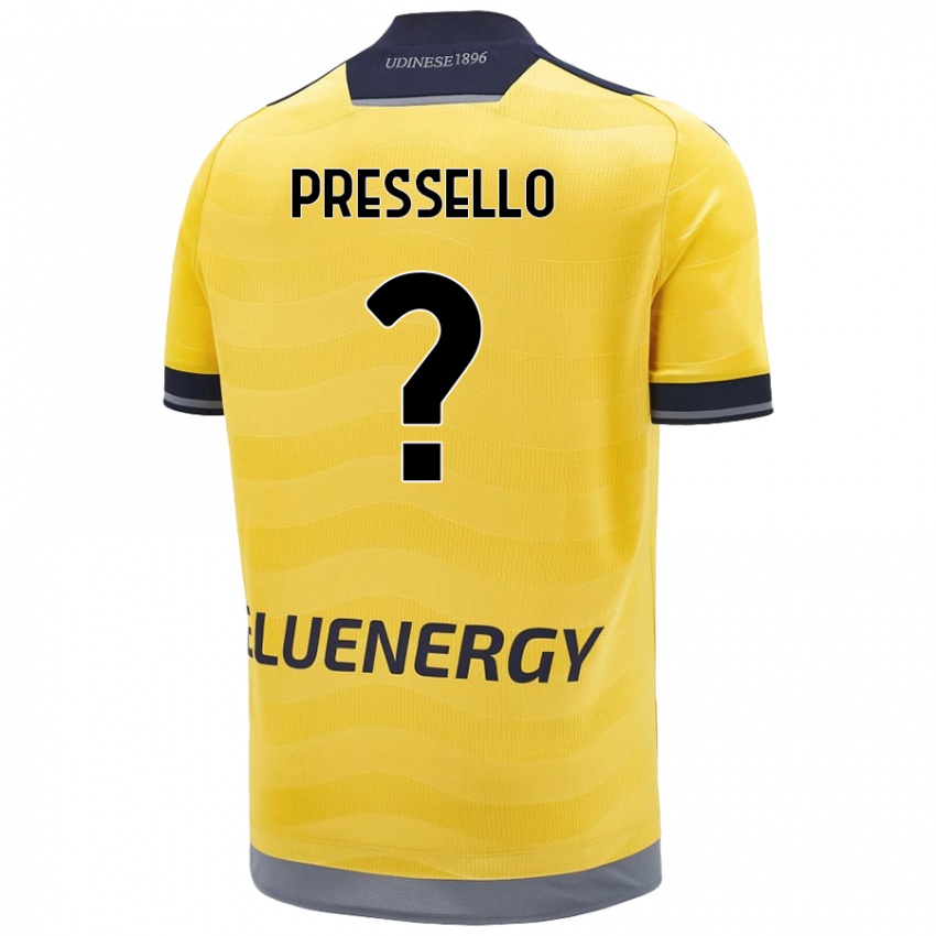 Mænd Matteo Pressello #0 Gylden Udebane Spillertrøjer 2024/25 Trøje T-Shirt