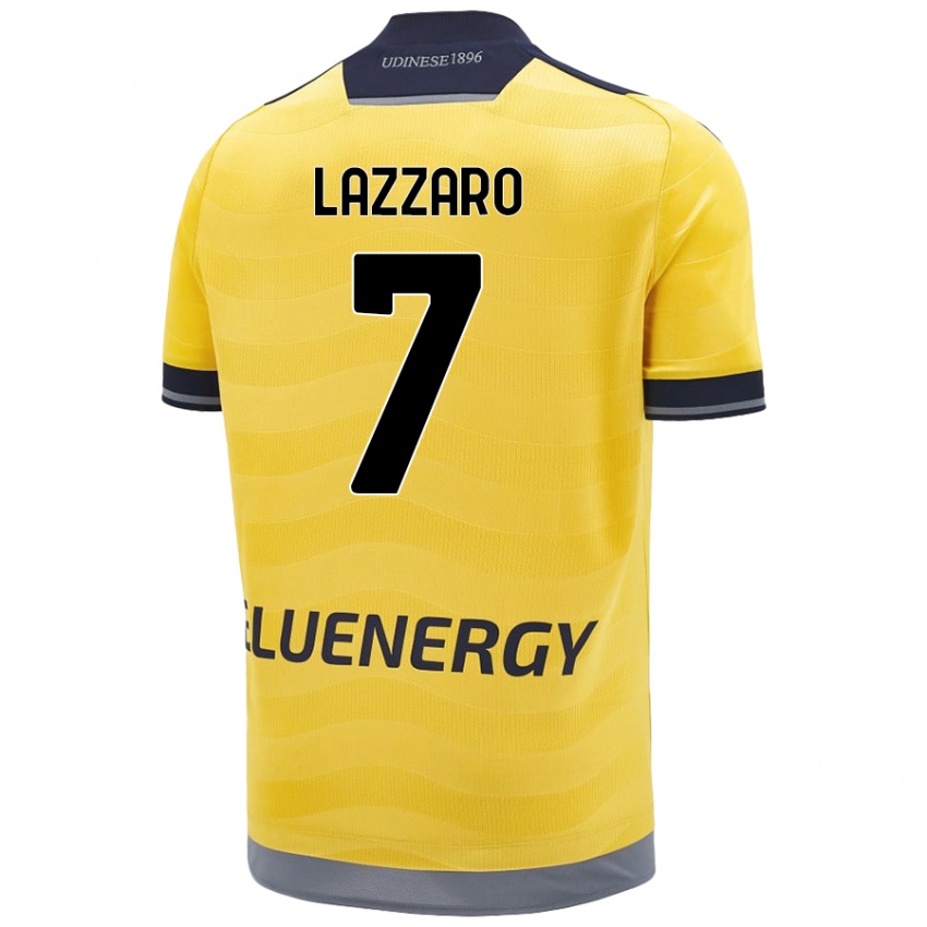 Mænd Davide Lazzaro #7 Gylden Udebane Spillertrøjer 2024/25 Trøje T-Shirt