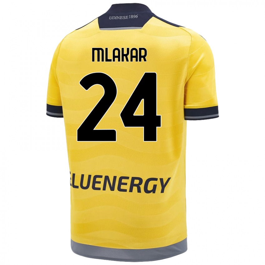 Mænd Lorenzo Mlakar #24 Gylden Udebane Spillertrøjer 2024/25 Trøje T-Shirt