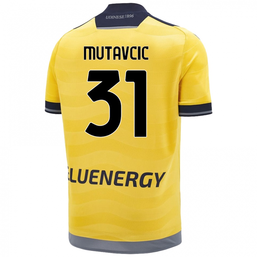 Mænd Jan Mutavcic #31 Gylden Udebane Spillertrøjer 2024/25 Trøje T-Shirt