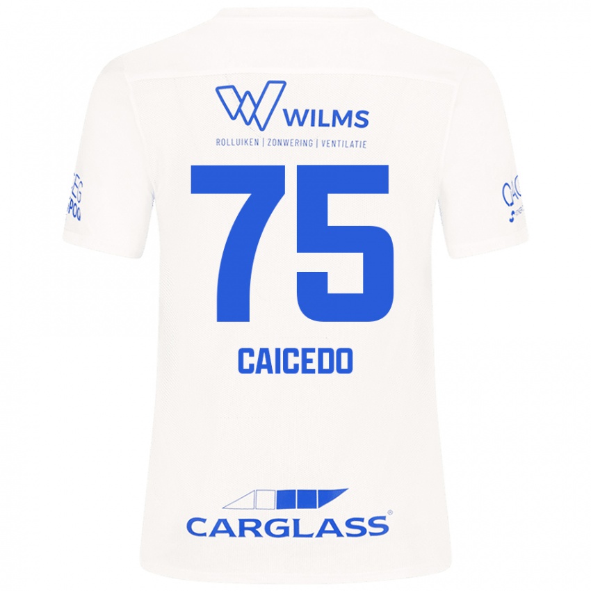 Mænd Alfred Caicedo #75 Hvid Udebane Spillertrøjer 2024/25 Trøje T-Shirt