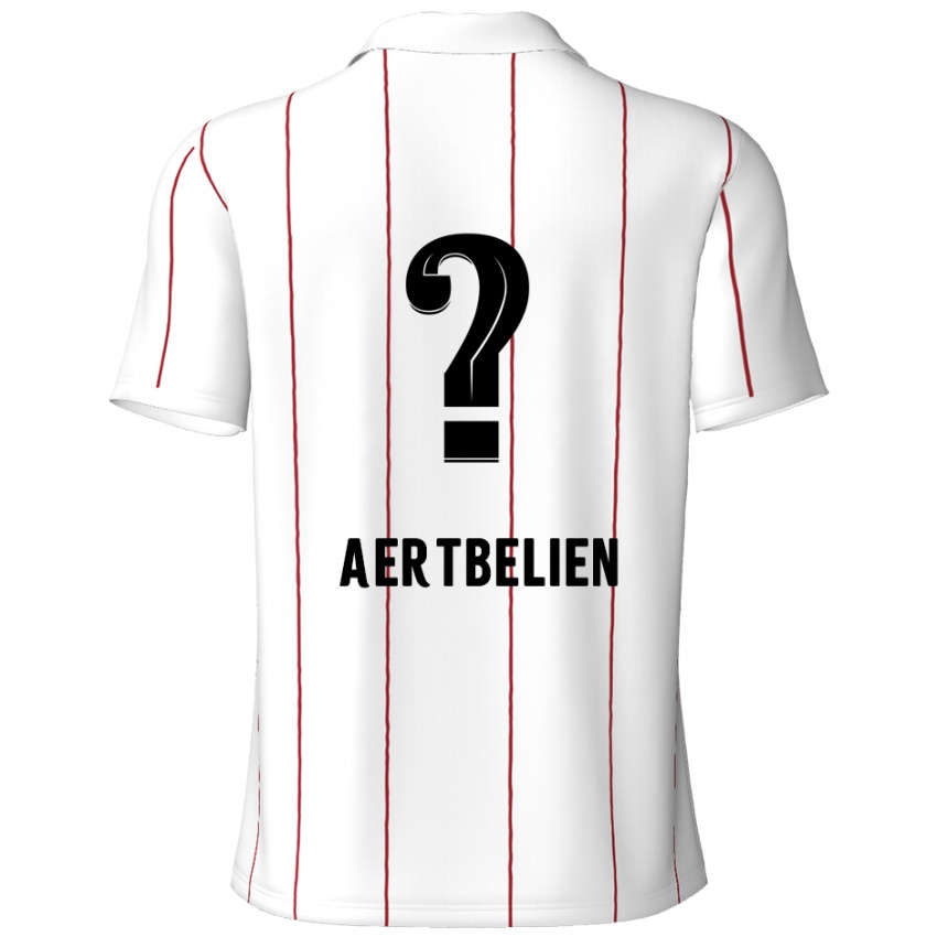 Mænd Lukas Aertbeliën #0 Hvid Sort Udebane Spillertrøjer 2024/25 Trøje T-Shirt