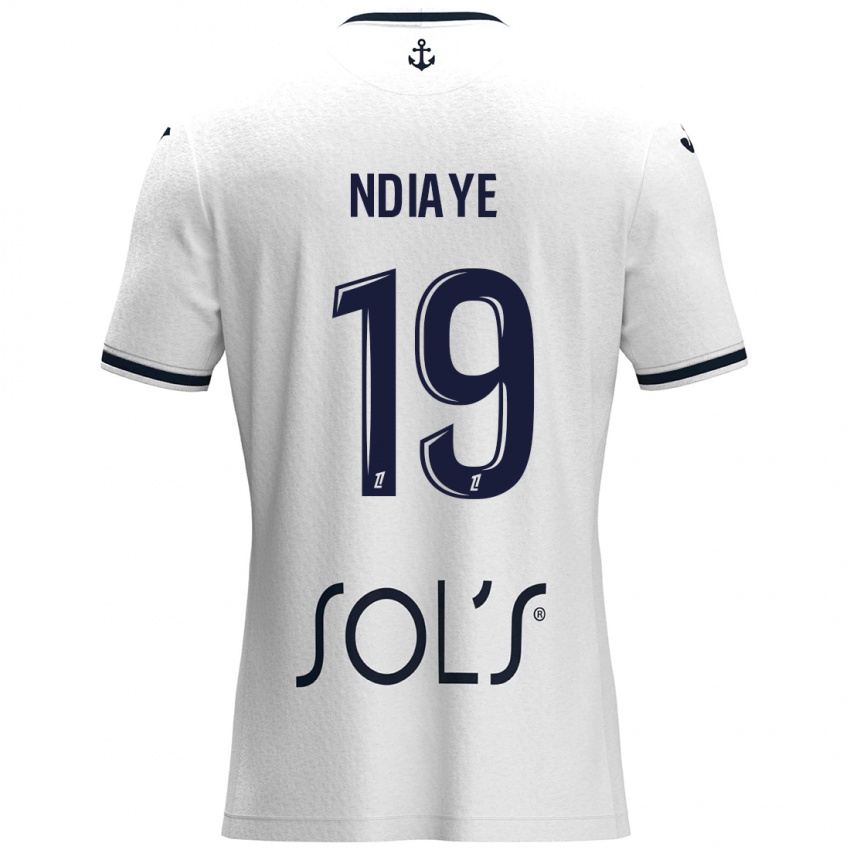 Mænd Rassoul Ndiaye #19 Hvid Mørkeblå Udebane Spillertrøjer 2024/25 Trøje T-Shirt