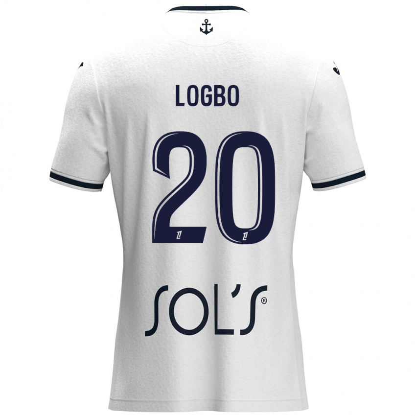 Mænd Andy Logbo #20 Hvid Mørkeblå Udebane Spillertrøjer 2024/25 Trøje T-Shirt