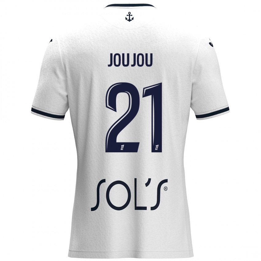 Mænd Antoine Joujou #21 Hvid Mørkeblå Udebane Spillertrøjer 2024/25 Trøje T-Shirt