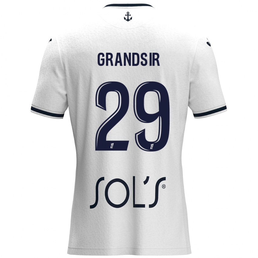 Mænd Samuel Grandsir #29 Hvid Mørkeblå Udebane Spillertrøjer 2024/25 Trøje T-Shirt