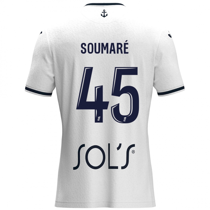 Mænd Issa Soumaré #45 Hvid Mørkeblå Udebane Spillertrøjer 2024/25 Trøje T-Shirt