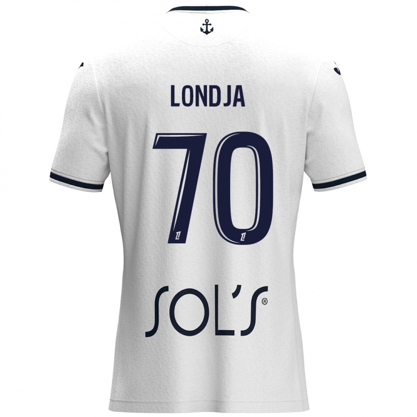 Mænd Ruben Londja #70 Hvid Mørkeblå Udebane Spillertrøjer 2024/25 Trøje T-Shirt