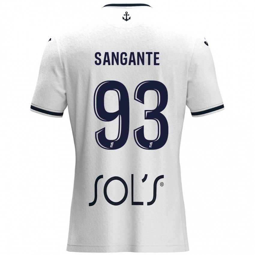 Mænd Arouna Sangante #93 Hvid Mørkeblå Udebane Spillertrøjer 2024/25 Trøje T-Shirt