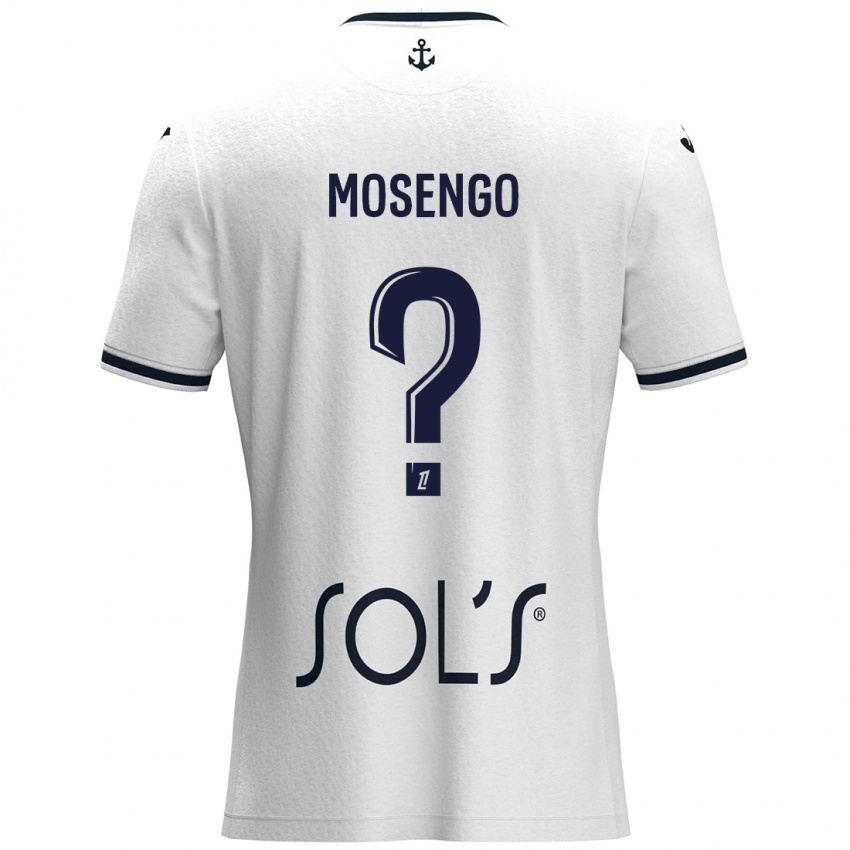 Mænd Daren Mosengo #0 Hvid Mørkeblå Udebane Spillertrøjer 2024/25 Trøje T-Shirt