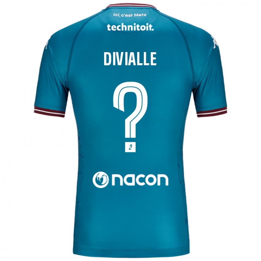 Mænd Charles Divialle #0 Bleu Benzin Udebane Spillertrøjer 2024/25 Trøje T-Shirt