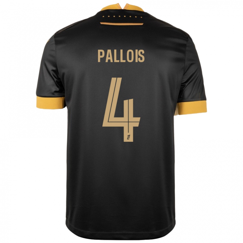 Mænd Nicolas Pallois #4 Sort Brun Udebane Spillertrøjer 2024/25 Trøje T-Shirt