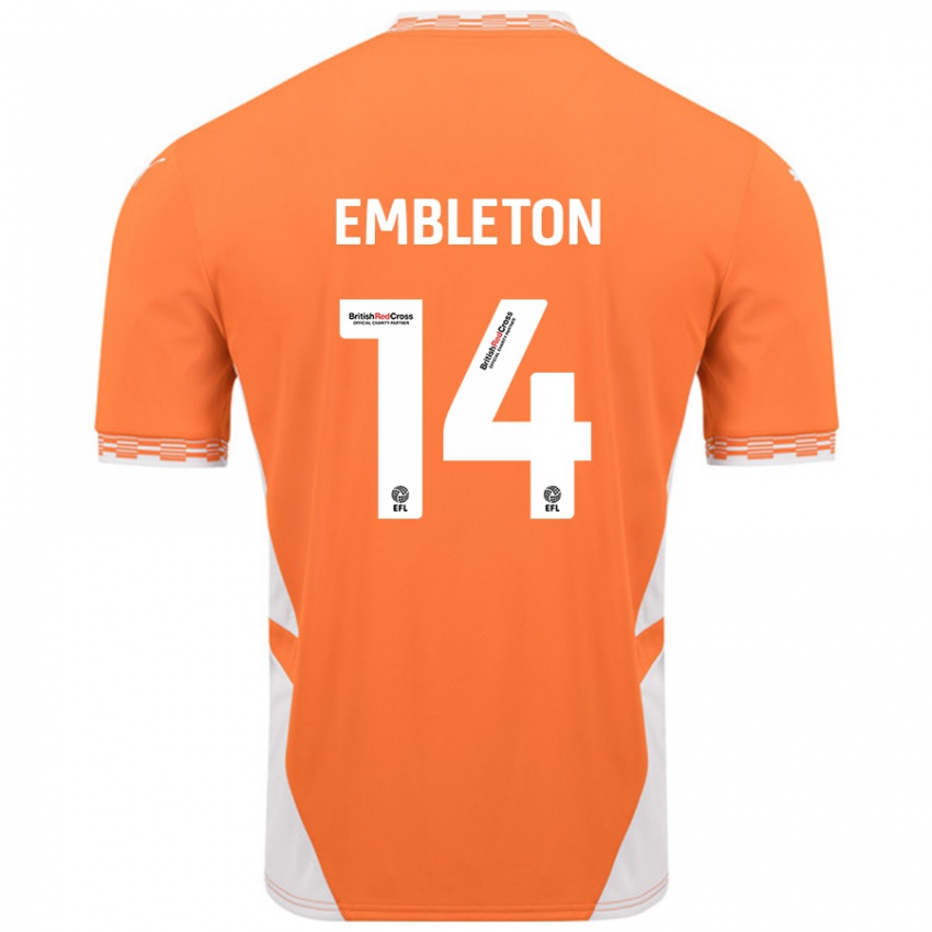 Kvinder Elliot Embleton #14 Orange Hvid Hjemmebane Spillertrøjer 2024/25 Trøje T-Shirt