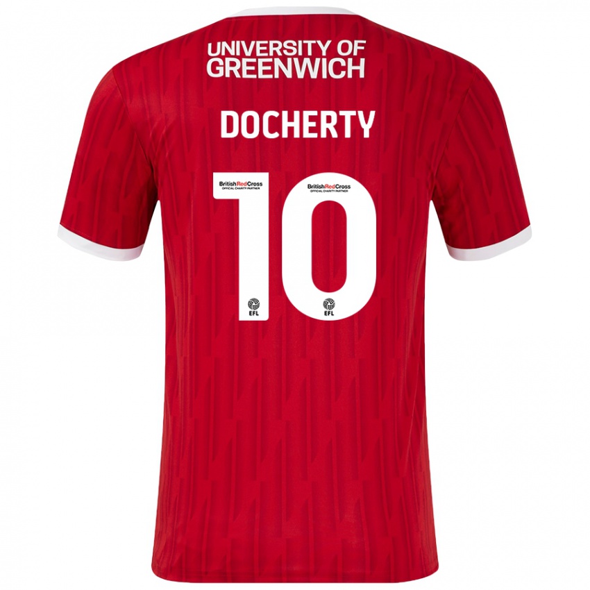 Kvinder Greg Docherty #10 Rød Hvid Hjemmebane Spillertrøjer 2024/25 Trøje T-Shirt