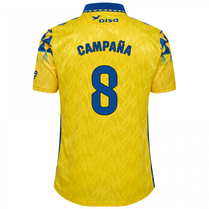 Kvinder José Campaña #8 Gul Blå Hjemmebane Spillertrøjer 2024/25 Trøje T-Shirt