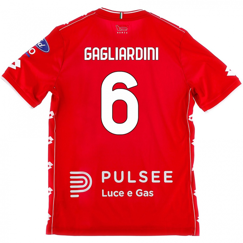 Kvinder Roberto Gagliardini #6 Rød Hvid Hjemmebane Spillertrøjer 2024/25 Trøje T-Shirt