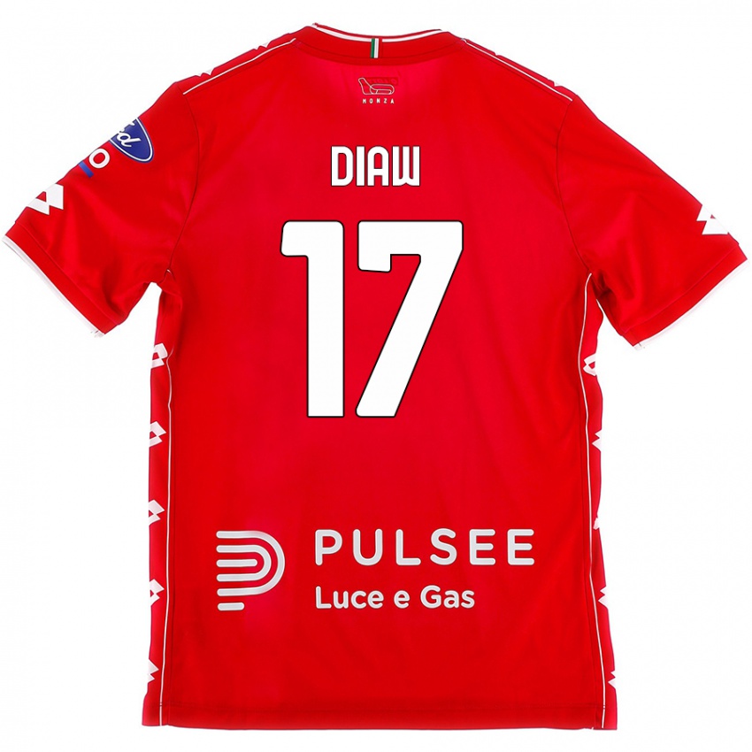 Kvinder Davide Diaw #17 Rød Hvid Hjemmebane Spillertrøjer 2024/25 Trøje T-Shirt