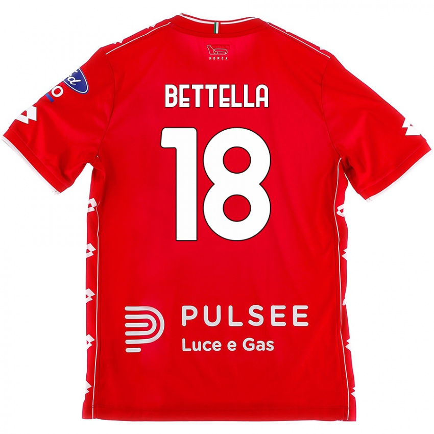 Kvinder Davide Bettella #18 Rød Hvid Hjemmebane Spillertrøjer 2024/25 Trøje T-Shirt