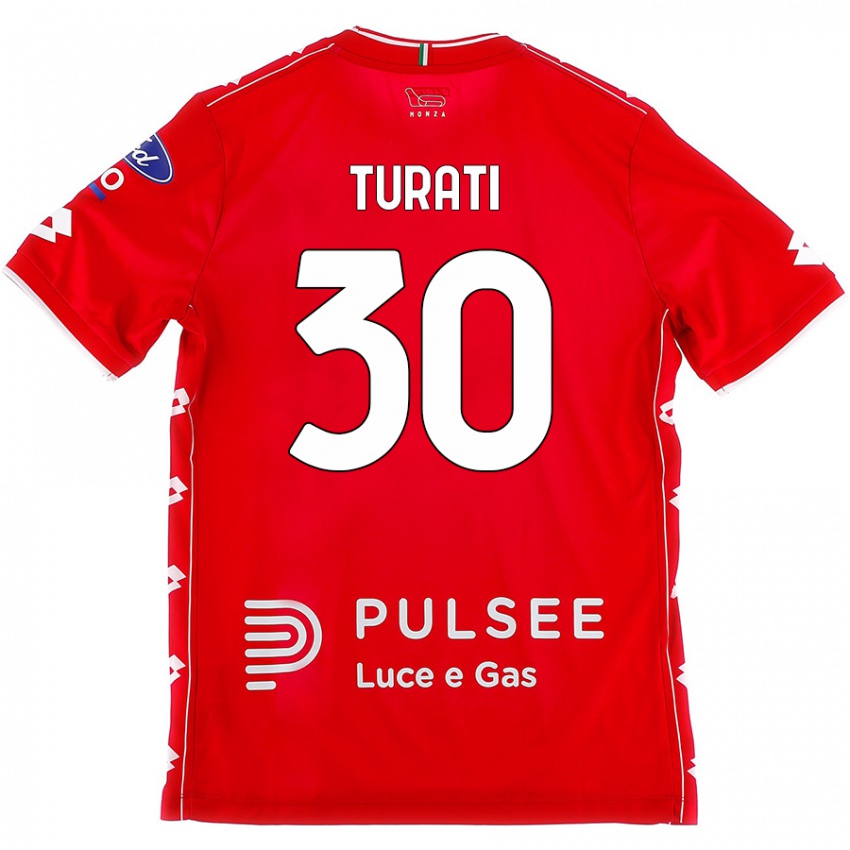 Kvinder Stefano Turati #30 Rød Hvid Hjemmebane Spillertrøjer 2024/25 Trøje T-Shirt