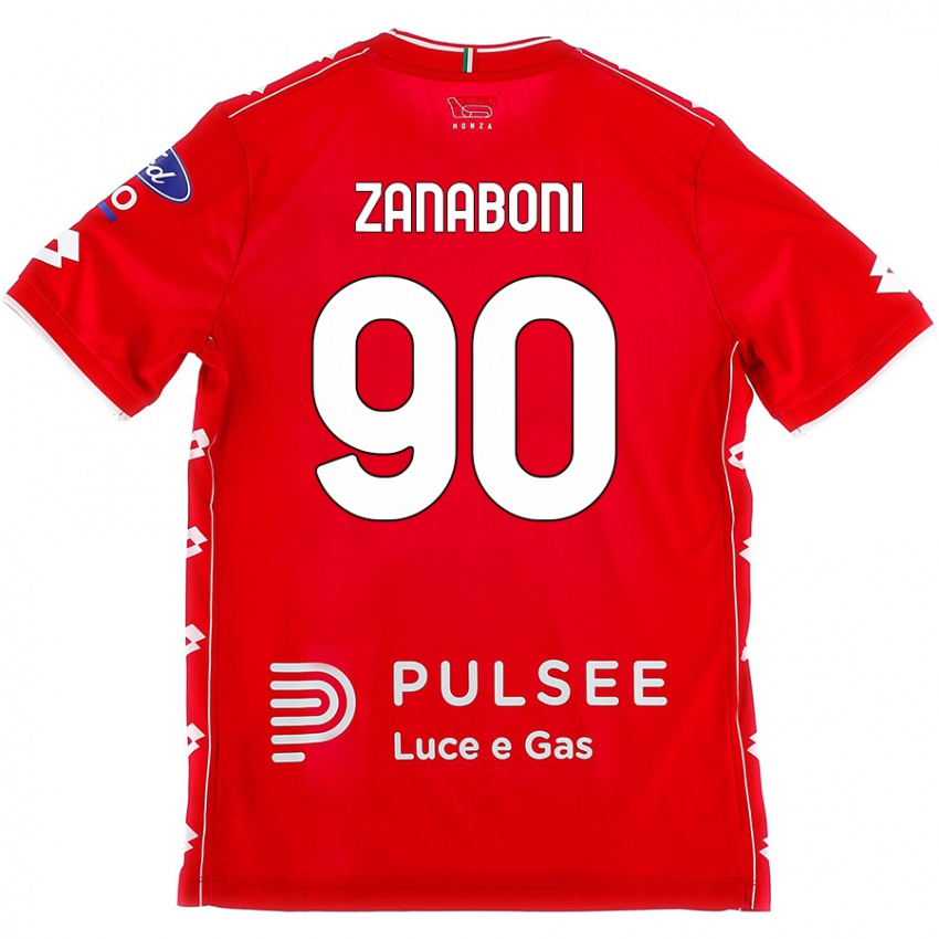 Kvinder Emanuele Zanaboni #90 Rød Hvid Hjemmebane Spillertrøjer 2024/25 Trøje T-Shirt