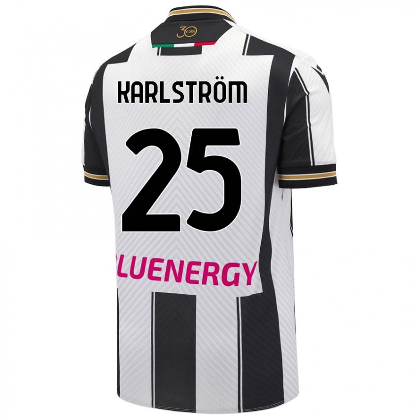 Kvinder Jesper Karlström #25 Hvid Sort Hjemmebane Spillertrøjer 2024/25 Trøje T-Shirt