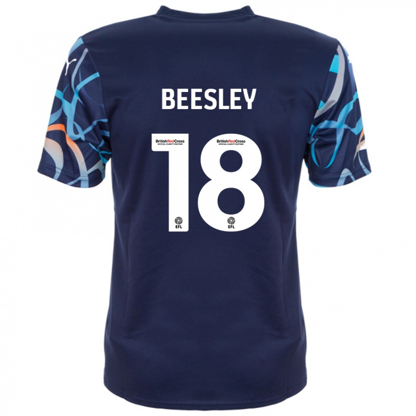 Kvinder Jake Beesley #18 Marineblå Udebane Spillertrøjer 2024/25 Trøje T-Shirt