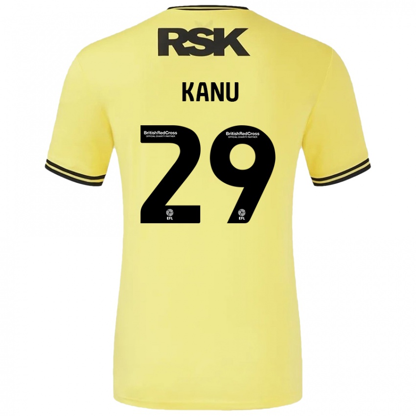 Kvinder Daniel Kanu #29 Gul Sort Udebane Spillertrøjer 2024/25 Trøje T-Shirt