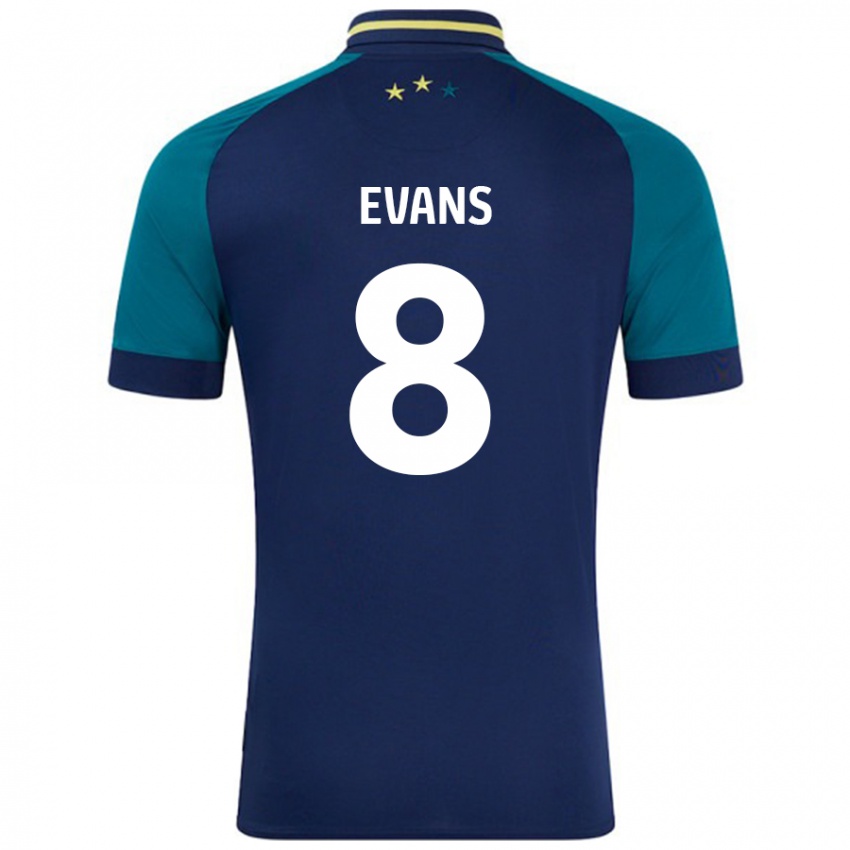 Kvinder Charley Evans #8 Marineblå Mørkegrøn Udebane Spillertrøjer 2024/25 Trøje T-Shirt