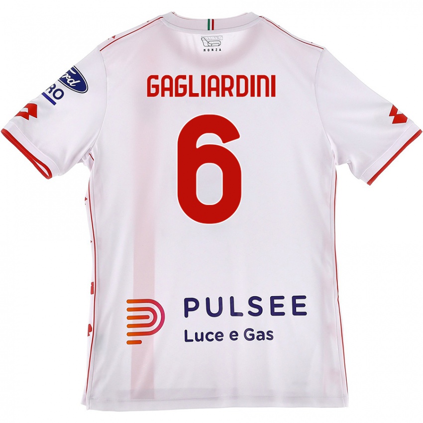 Kvinder Roberto Gagliardini #6 Hvid Rød Udebane Spillertrøjer 2024/25 Trøje T-Shirt